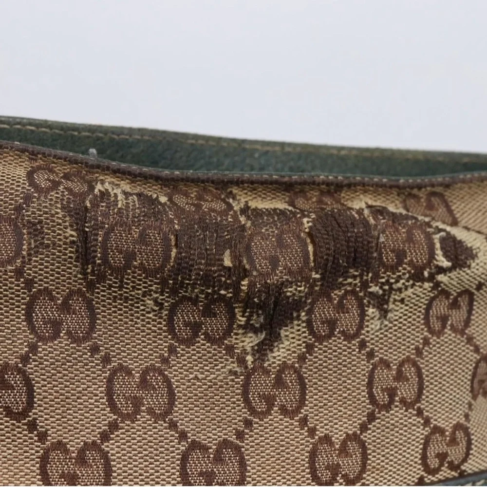 Gucci Beige Brown GG Canvas Messenger Bag with Green-Red Strap